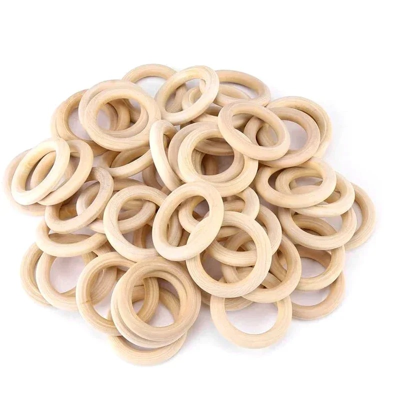 Wood Ring Blank - 20개 30mm 미완성 부드러운 나무 마크라메