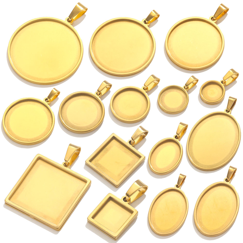 Bezels Set Pendant - 5pcs 스테인레스 스틸 펜던트 카보 숑
