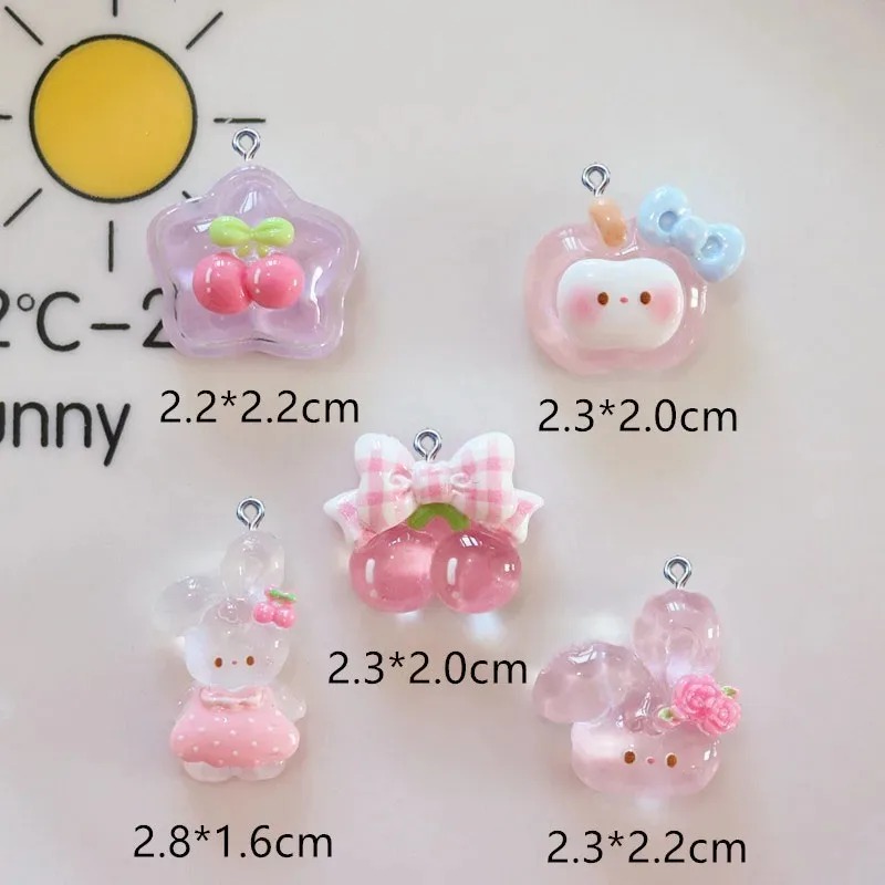 Resin Crafts Diy - 10Pcs 귀여운 체리 토끼 수지 참