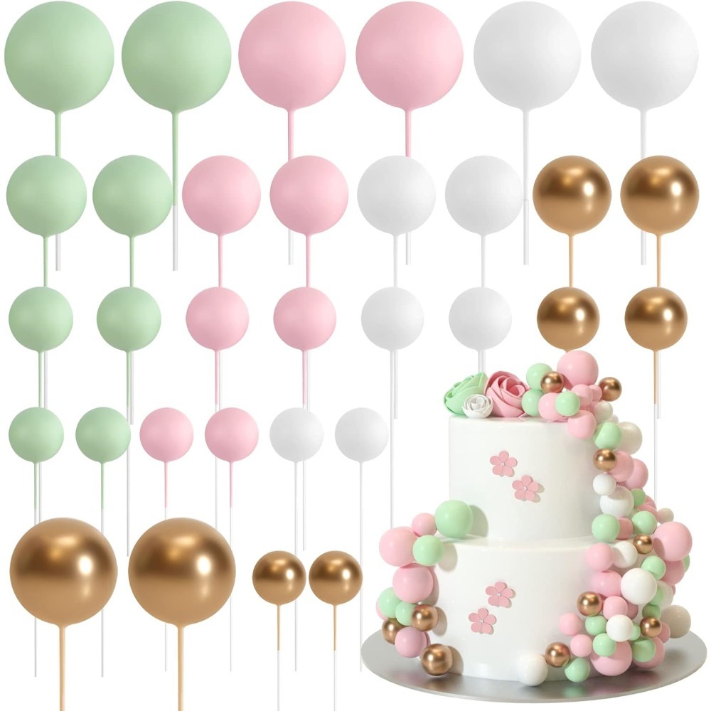 Gold Foil Flakes - 20Pcs 생일 축하 케이크 금색과 은색