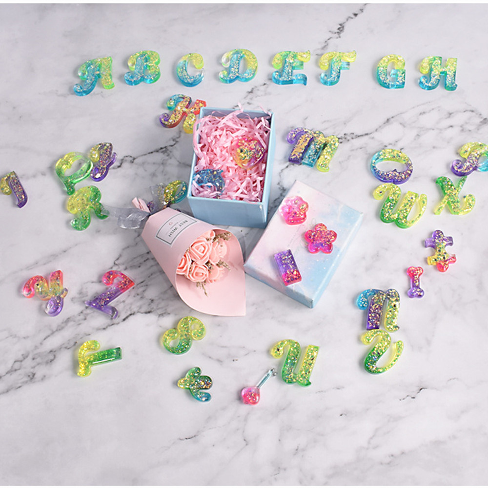 알파벳 에폭시 수지 실리콘 금형 편지 번호 금형 DIY - Gold Foil Flakes 리뷰 및 가격