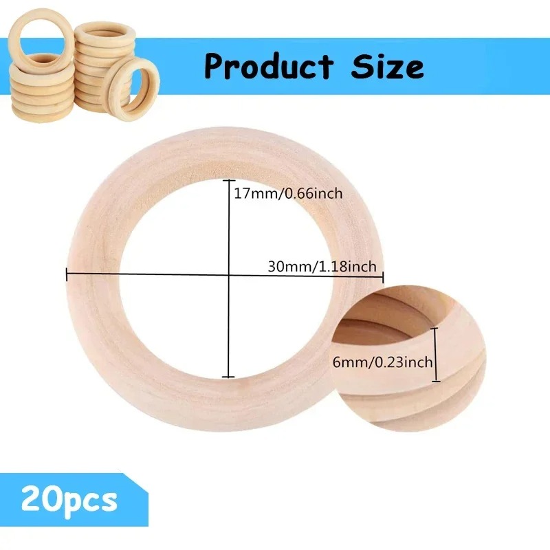 20개 30mm 미완성 부드러운 나무 마크라메 링 원형 - Wood Ring Blank 리뷰 및 가격