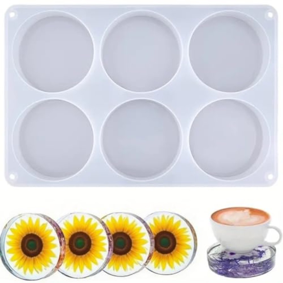 6구 딥 라운드 코스터 실리콘 몰드 (에폭시 레진용), - Flower Preservation Resin 리뷰 및 가격