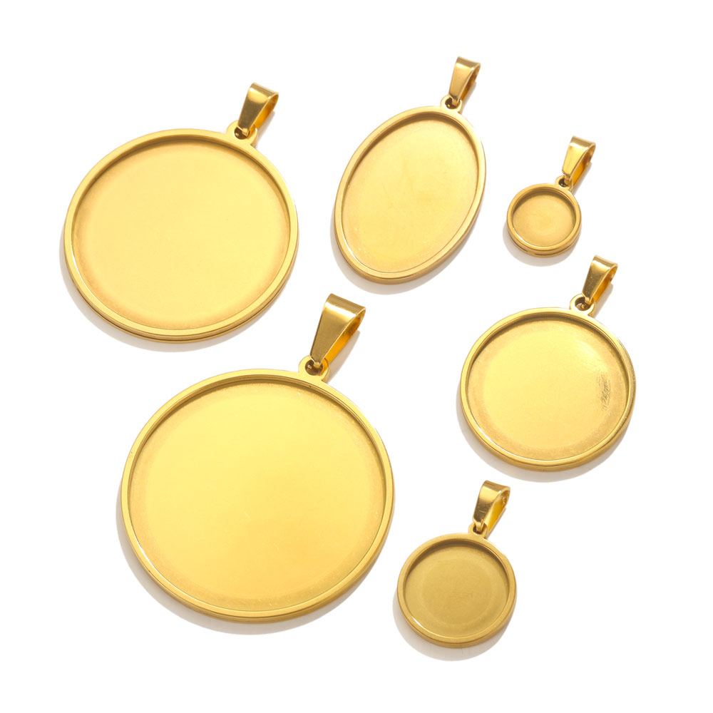5pcs 스테인레스 스틸 펜던트 카보 숑 기본 트레이  - Bezels Set Pendant 리뷰 및 가격