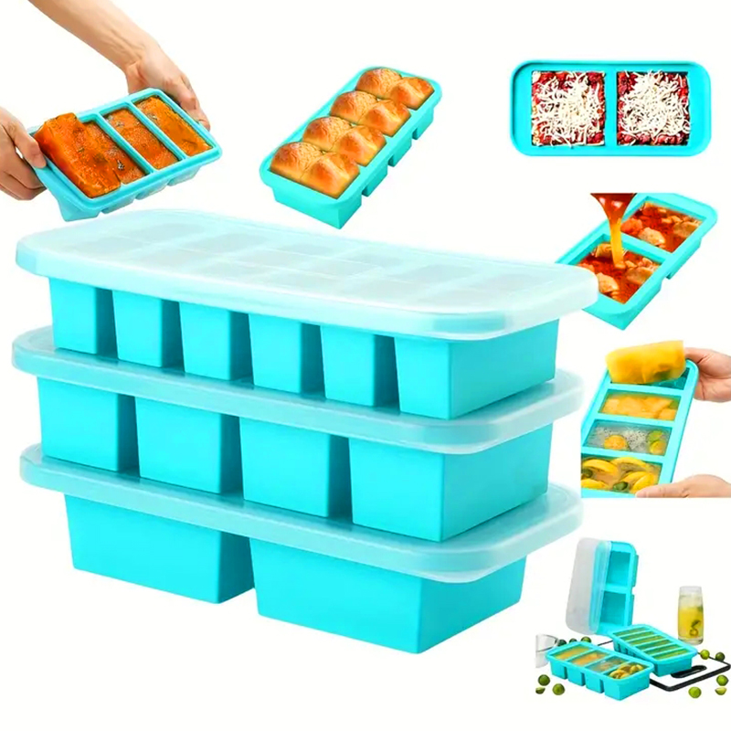 뚜껑이 있는 2 또는 3구 실리콘 냉동 트레이 몰드,  - Serving Tray Mold 리뷰 및 가격