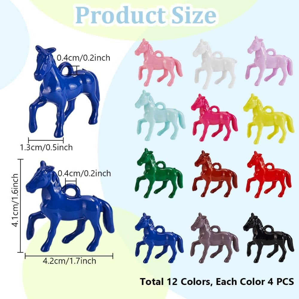 48개 불투명 아크릴 펜던트 12가지 색상 작은 말 동 - Resin Craft Kit 리뷰 및 가격