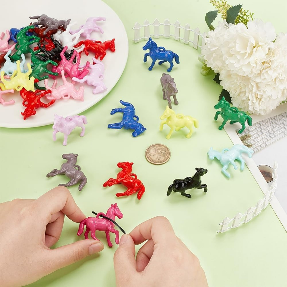 48개 불투명 아크릴 펜던트 12가지 색상 작은 말 동 - Resin Craft Kit 리뷰 및 가격
