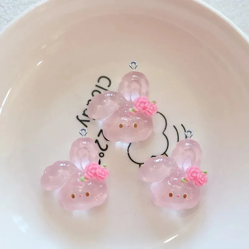 10Pcs 귀여운 체리 토끼 수지 참 장식품 카와이 만 - Resin Crafts Diy 리뷰 및 가격