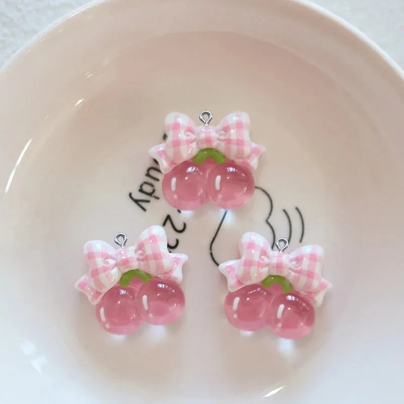 10Pcs 귀여운 체리 토끼 수지 참 장식품 카와이 만 - Resin Crafts Diy 리뷰 및 가격