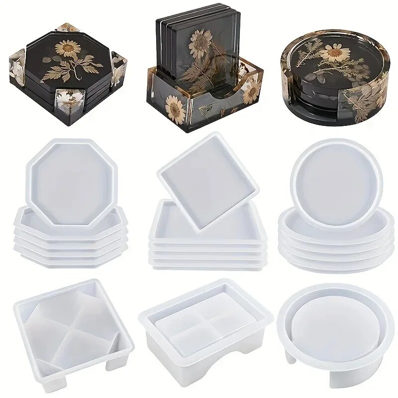코스터 수지 금형 세트에는 1pc 코스터 보관 상자 금 - Gold Foil Flakes 리뷰 및 가격