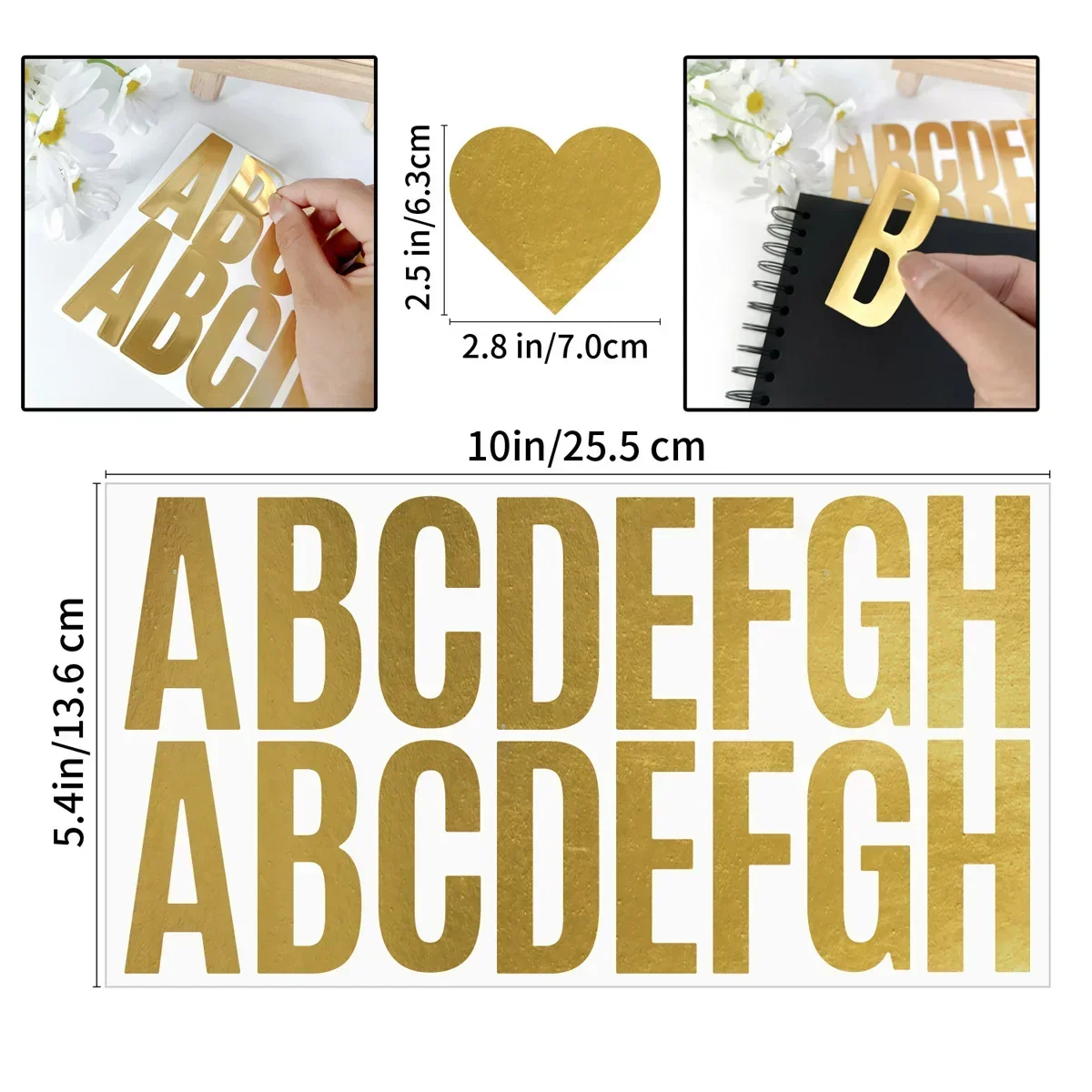 100 Pcs 6 시트 골드 편지 스티커 2.5 인치  - Gold Foil Flakes 리뷰 및 가격